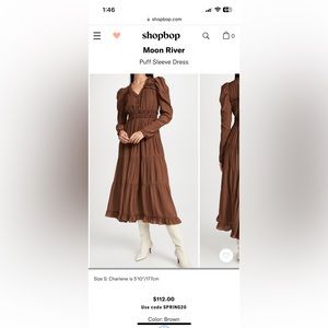 Moon River Puff Sleeve Dress